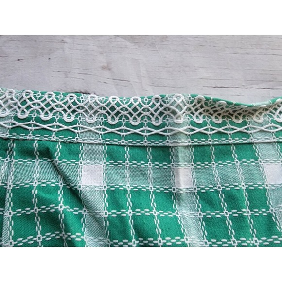Vintage Green Checked Plaid Half Waist Arpon Great Details Countrycore Farmhous - Picture 6 of 14